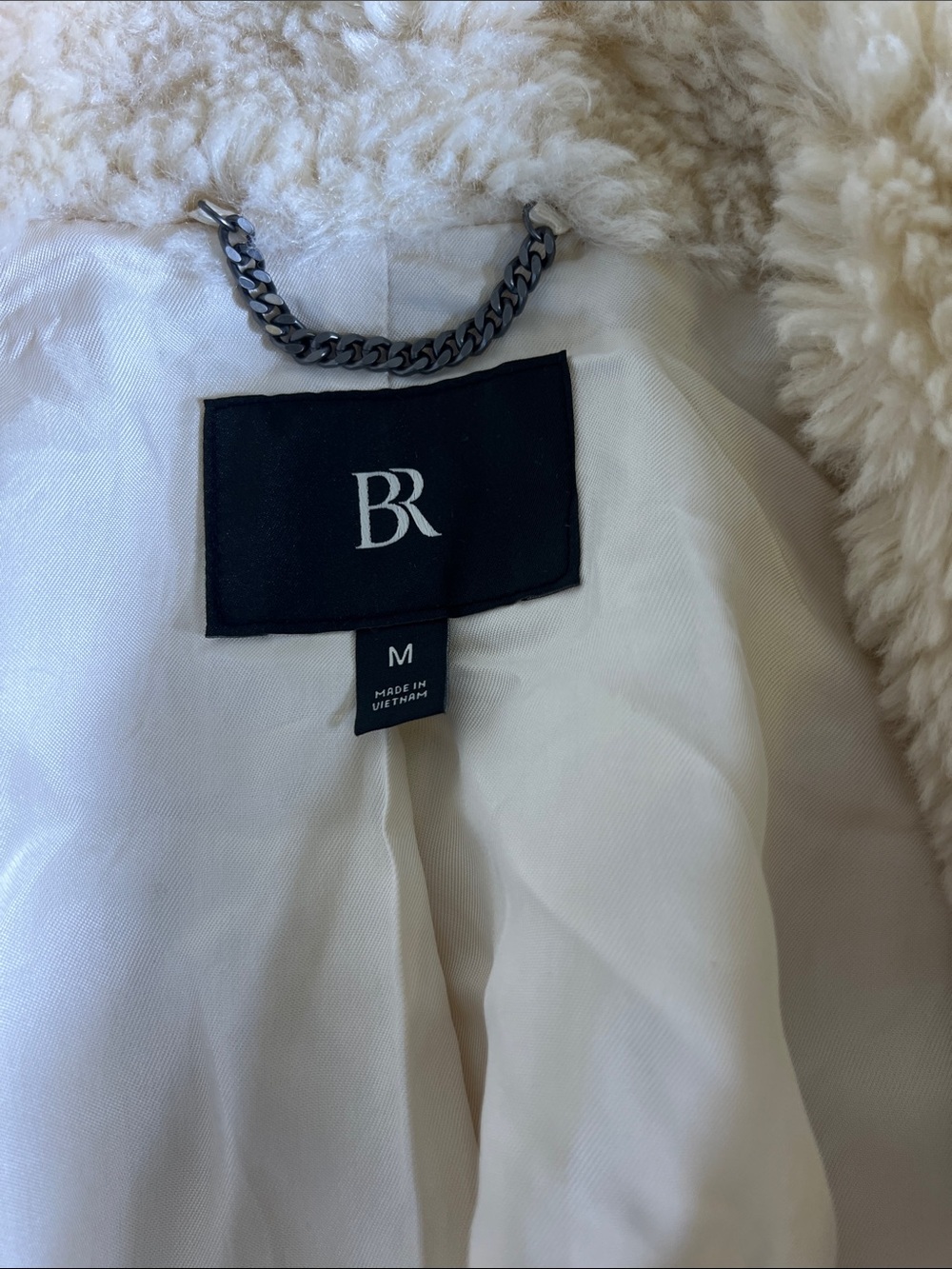Banana Republic Plush Faux Shearling Jacket - Beige Cream size M - Picture 3 of 11